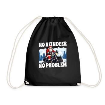 Motorcyclist Biker Christmas No Reindeer no - Drawstring Bag - black - Front