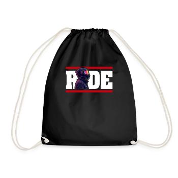 Cool motorcyclist biker design with the text - Drawstring Bag - black - Front