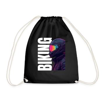 Cool Motorcyclist Biker Biking Design - Drawstring Bag - black - Front