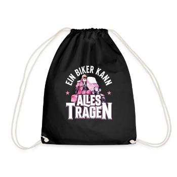 Funny motorcyclist biker saying design - Drawstring Bag - black - Front