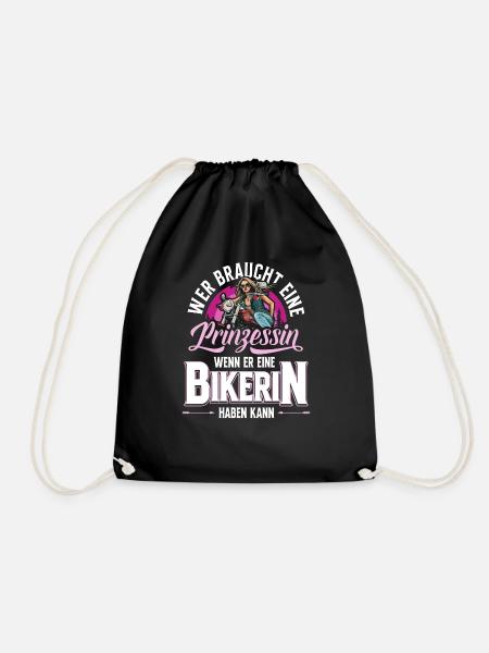 Motorrad Motorradfahrerin Bikerin Wer braucht - Turnbeutel - Schwarz