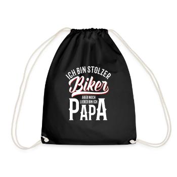 Biker Dad Motorcycle Dad Father's Day Proud Dad - Drawstring Bag - black - Front