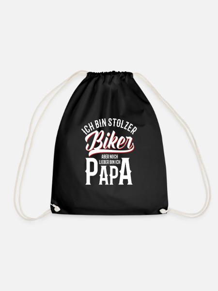 Biker Papa Motorrad Vater Vatertag Stolzer Papa - Turnbeutel - Schwarz