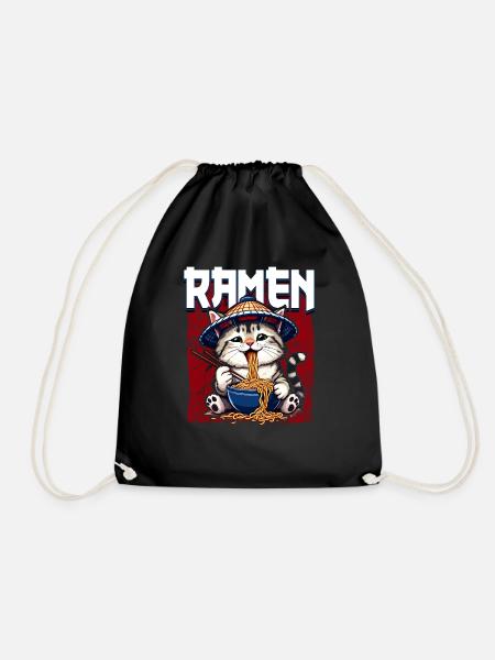 Anime Manga Otaku Japan Nudel Ramen Katze - Turnbeutel - Schwarz