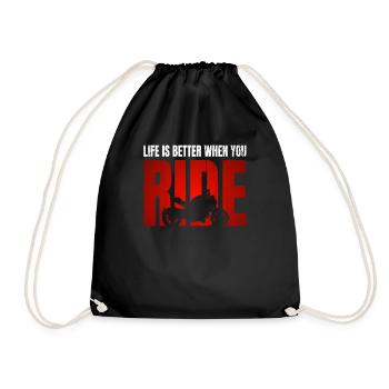 Motorcycle Motorcyclist Biker Life Is Better When - Drawstring Bag - black - Front