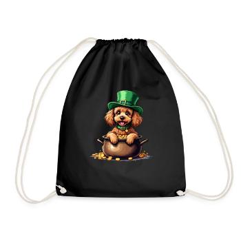 Pudel St. Patricks Day Outfit Hunde - Turnbeutel - Schwarz - Vorne