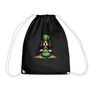 Cocker Spaniel St. Patrick's Day Outfit Dogs - Drawstring Bag - black - Front