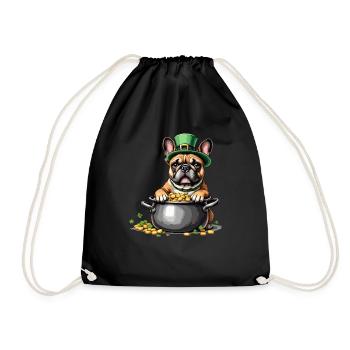 Französische Bulldogge St. Patricks Day Outfit - Turnbeutel - Schwarz - Vorne