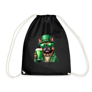 Französische Bulldogge St. Patricks Day Bier - Turnbeutel - Schwarz - Vorne