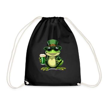 Frosch St. Patricks Day Bier Outfit Frösche - Turnbeutel - Schwarz - Vorne