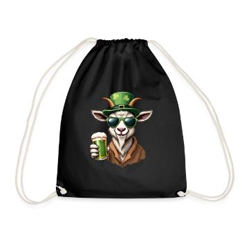 Ziege St. Patricks Day Bier Outfit Ziegen - Turnbeutel - Schwarz - Vorne