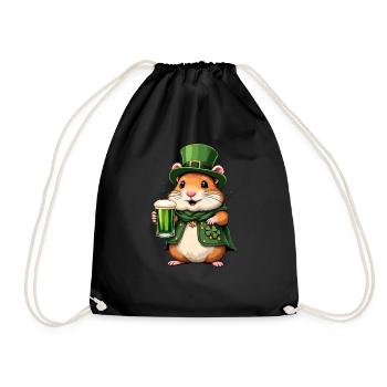 Hamster St. Patricks Day Bier Outfit Hamster - Turnbeutel - Schwarz - Vorne