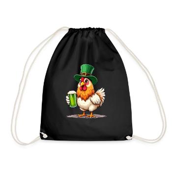 Huhn St. Patricks Day Bier Outfit Hühner - Turnbeutel - Schwarz - Vorne