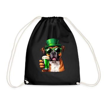 Boxer St. Patrick's Day Beer Outfit Dogs - Drawstring Bag - black - Front