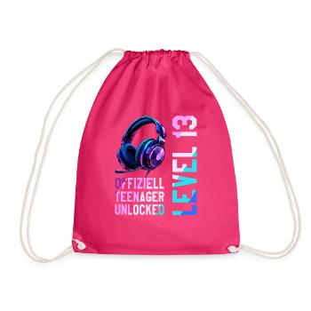 13th Birthday Boy - Drawstring Bag - fuchsia - Front