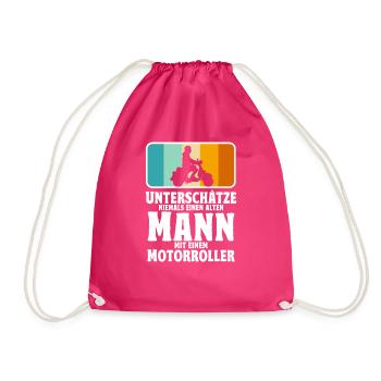 Rollerfahrer Geschenke Motorroller Scooter - Turnbeutel - Fuchsia - Vorne