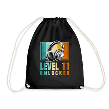 11e anniversaire Garçon Vidéo Gamer Niveau 11 Débloqué - Sac de sport léger - noir - Devant