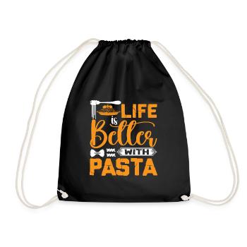 Life Is Better With Pasta Italian Spaghetti Noodle - Drawstring Bag - black - Front