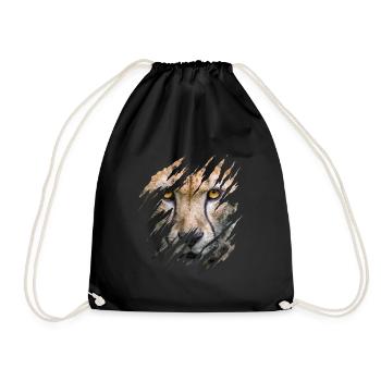 Cheetah, scratch marks, claws, wild, big cat, animal - Drawstring Bag - black - Front