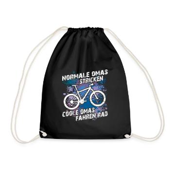 Coole Oma fährt Fahrrad lustiger Omaspruch - Turnbeutel - Schwarz - Vorne