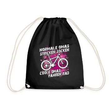 Coole Oma fährt Fahrrad lustiger Omaspruch - Turnbeutel - Schwarz - Vorne