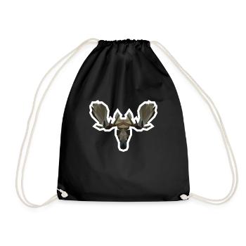 Low Poly Moosehead - Drawstring Bag - black - Front