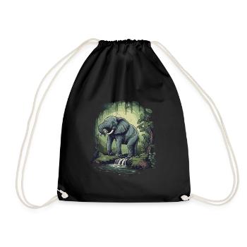 Elephant Africa Asia Animal - Drawstring Bag - black - Front