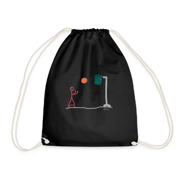 Basketball stick figure female sport action - Drawstring Bag - black - Front