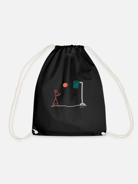 Basketball Strichmännchen weiblich Sport Action - Turnbeutel - Schwarz
