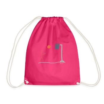 Basketball stick figure female sport action - Drawstring Bag - fuchsia - Front