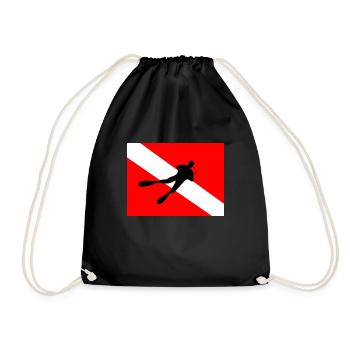 Taucherflagge - Turnbeutel - Schwarz - Vorne