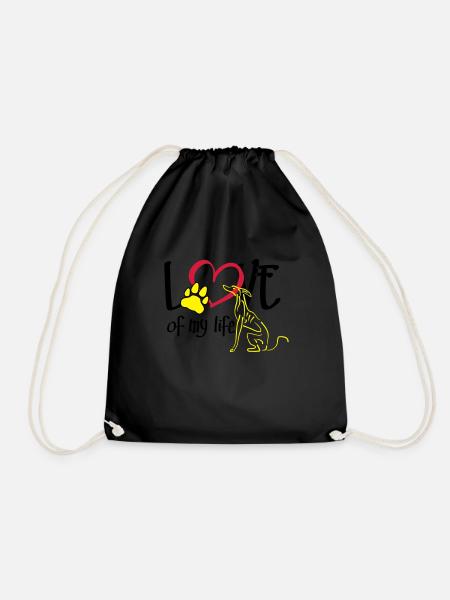 Love of my life greyhound - Drawstring Bag - black
