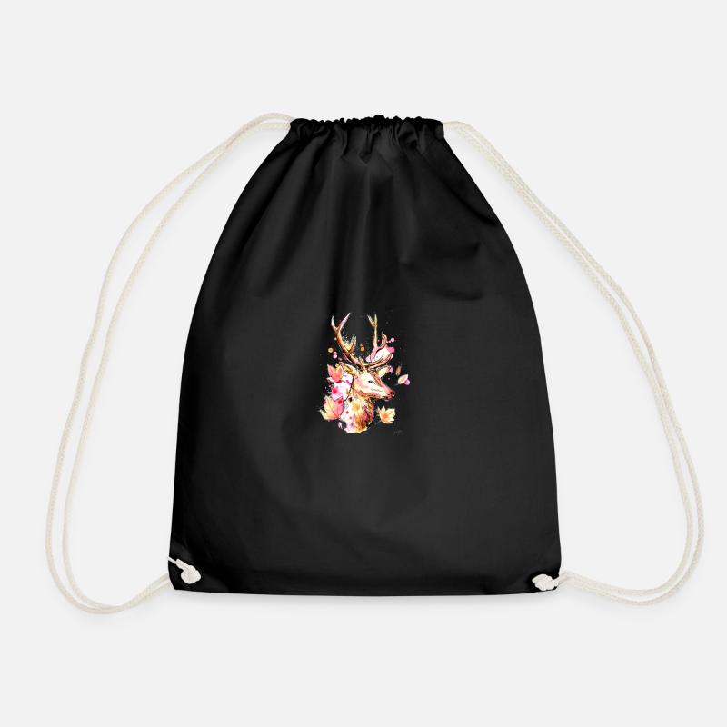 Cerf avec bois - Sac de sport léger - noir