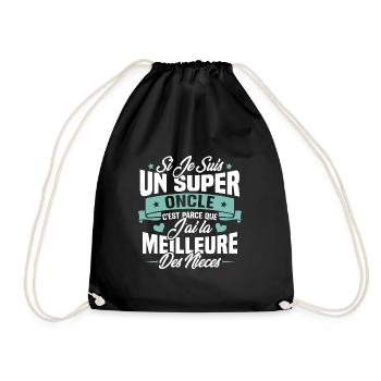 Super Oncle - Humour Cadeau Nièce Tonton - Sac de sport léger - noir - Devant