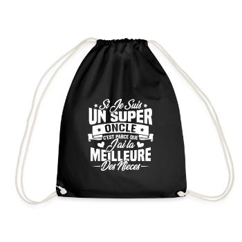 Super Oncle - Humour Cadeau Nièce Tonton - Sac de sport léger - noir - Devant