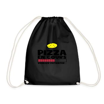 PIZZA EN COURS(+dessin) - Sac de sport léger - noir - Devant