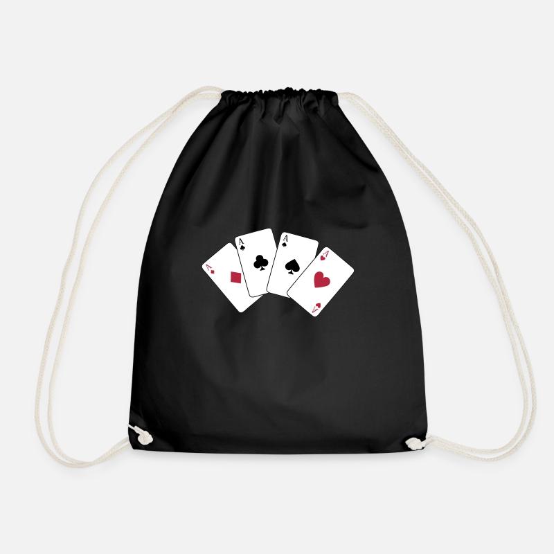 Karten, Poker, Ass, Spielkarten - Turnbeutel - Schwarz