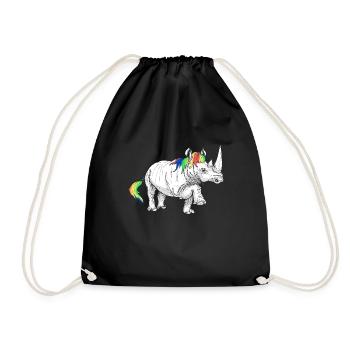 Rhino unicorn - Drawstring Bag - black - Front