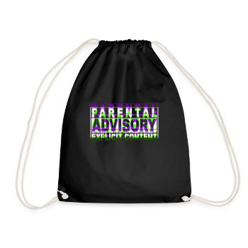 Parental advisory text design - Drawstring Bag - black - Front