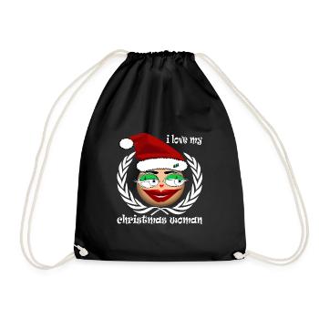 I love my Christmas woman - Drawstring Bag - black - Front