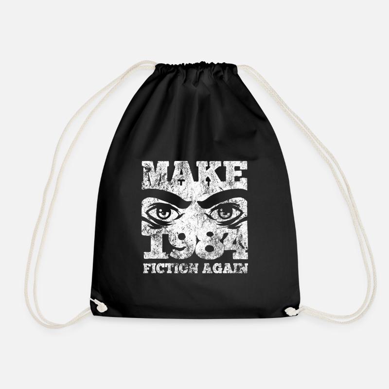Make 1984 fiction again - Orwell - Drawstring Bag - black