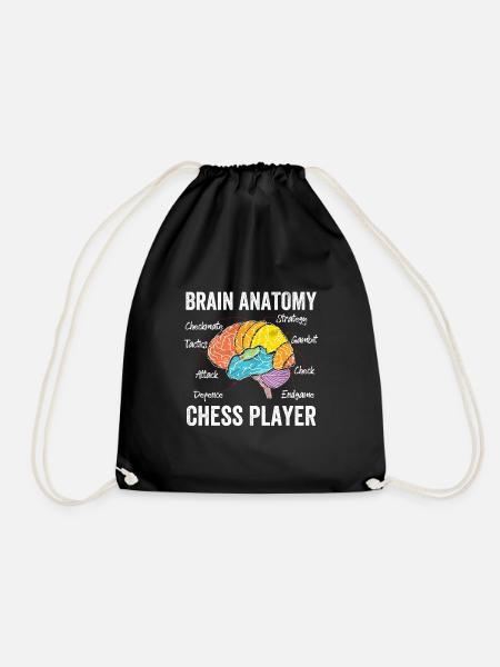 Funny Chess - Brain Anatomy Of A Chess Player - Drawstring Bag - black