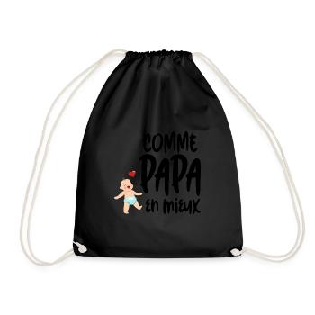 Cadeau bébé humour comme papa en mieux - Sac de sport léger - noir - Devant