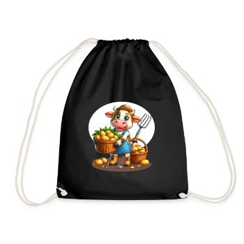 Harvest cow Fresh potatoes from the field - Drawstring Bag - black - Front