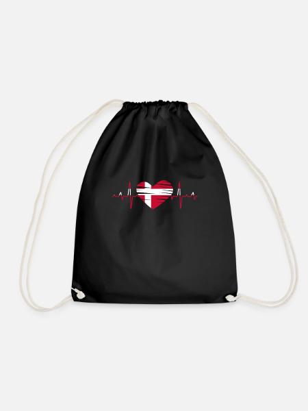 Dänemark Flagge Herzschlag EKG Puls Herz - Turnbeutel - Schwarz
