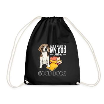 Hund und gutes Buch - Hunde Buch Liebe Bücherwurm - Turnbeutel - Schwarz - Vorne