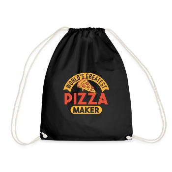 World's best pizza baker simmering pizzeria pizza - Drawstring Bag - black - Front