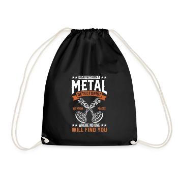 Metal detector metal detection metal detection metal detection - Drawstring Bag - black - Front