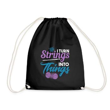 Strings into Things Stricker Knitter Knitting Yarn - Drawstring Bag - black - Front