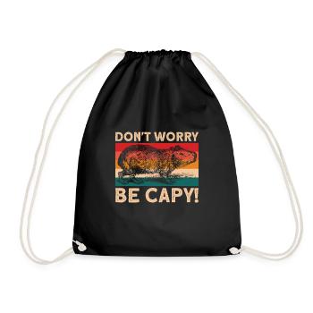 Don't Worry Be Capy Capybara Animal Lovers - Drawstring Bag - black - Front